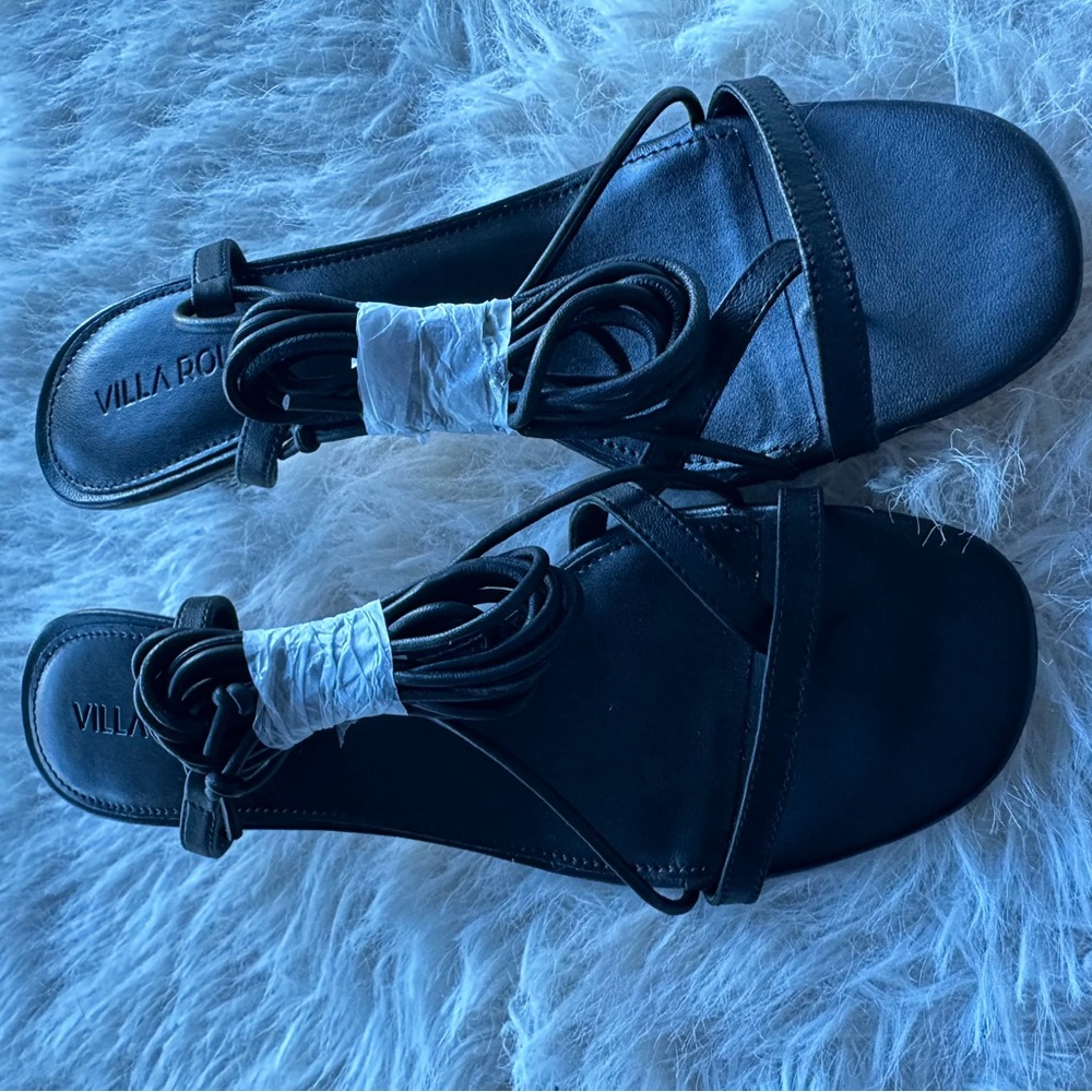 New Villa Rouge DAnnie Black leather Lace-Up Strappy Heeled Sandals low heel 7 - Picture 5 of 16